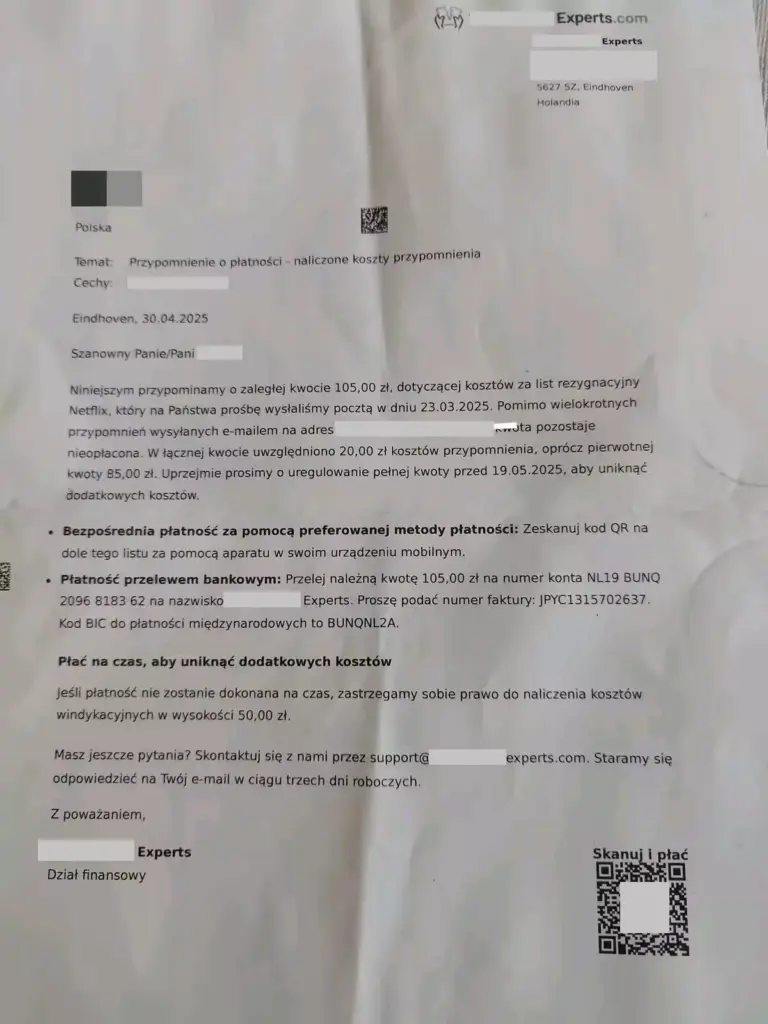 Jak rozwiązać umowę - list z ponagleniem o zapłatę faktury.