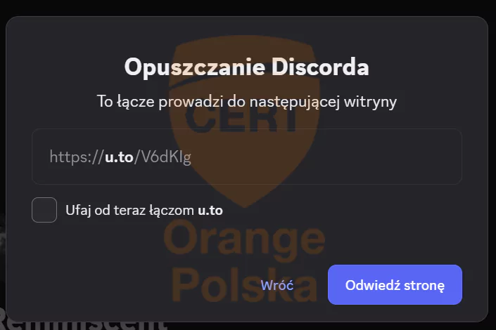 Ostrzeżenie przed opuszczeniem Discorda