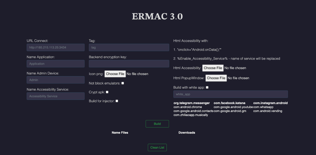 Rys. Builder ERMAC;Źródło: https://hunt.io/blog/ermac-v3-banking-trojan-source-code-leak