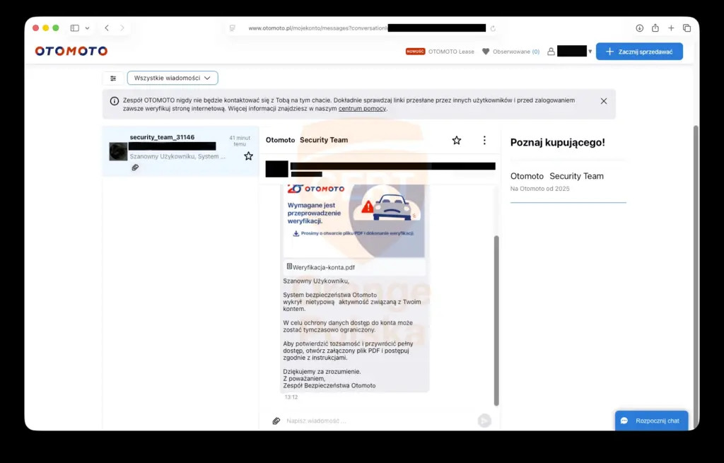 wiadomość-oszustwo