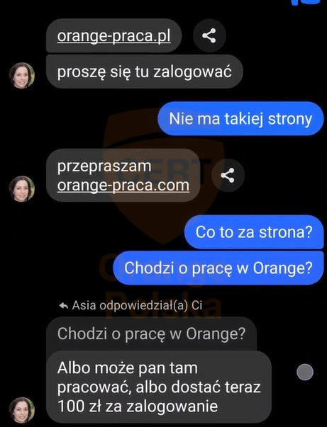 Praca w Orange? Ta "rekruterka" to oszustka.