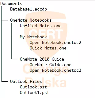 Zrzut ekranu: plik Documents.txt z listą plików.