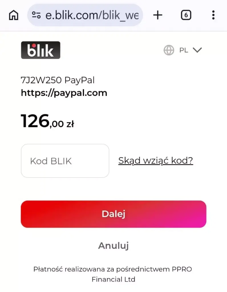 Pieniądze za zakup przez fałszywy sklep Kazar trafiają do anonimowego użytkownika PayPala.