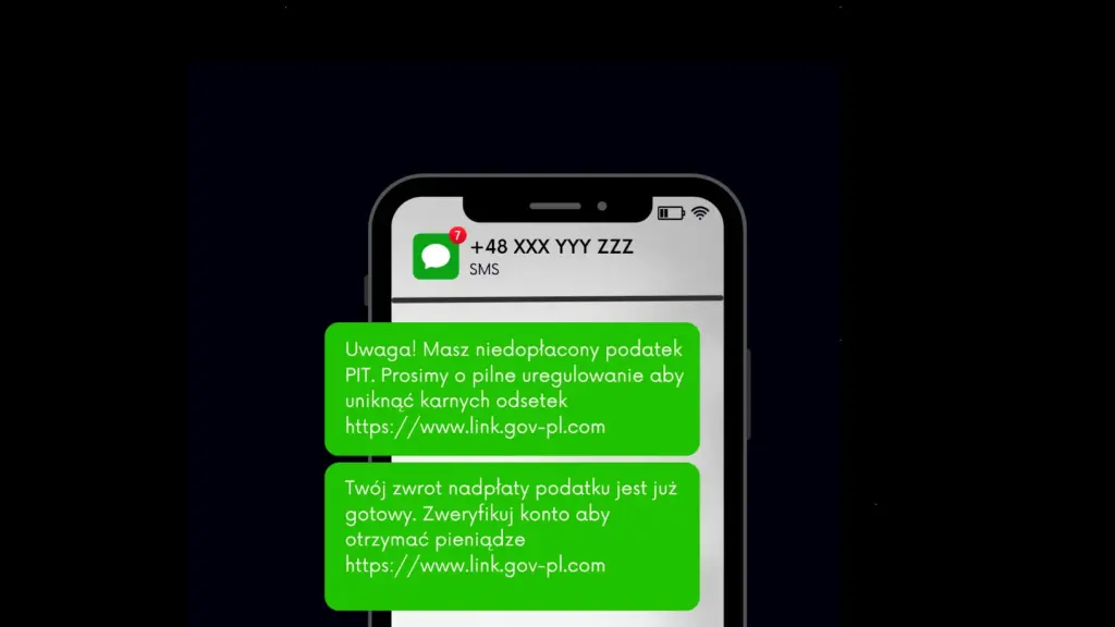 Tak wyglądają fałszywe SMS związane z oszustwem "na rozliczenie PIT"