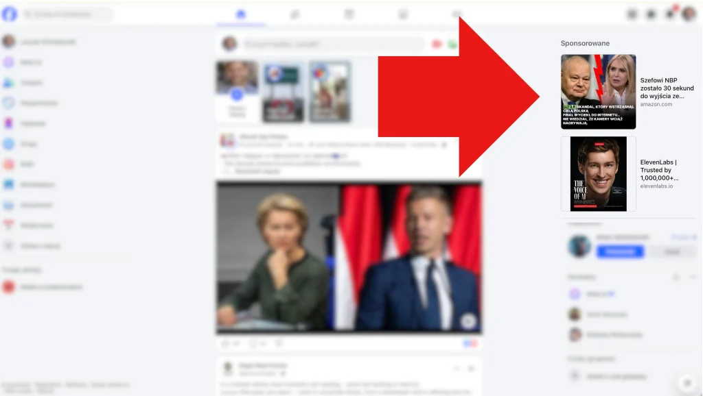 Reklamy na Facebooku jako artykuły sponsorowane.