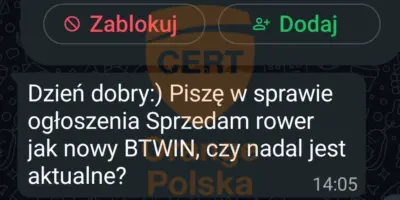 Oszustwo na OLX zaczyna się od wiadomości na WhatsAppie