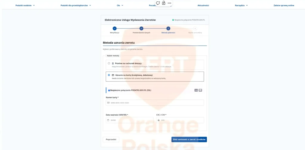 Ostatni etap, wyłudzający dane karty płatniczej.