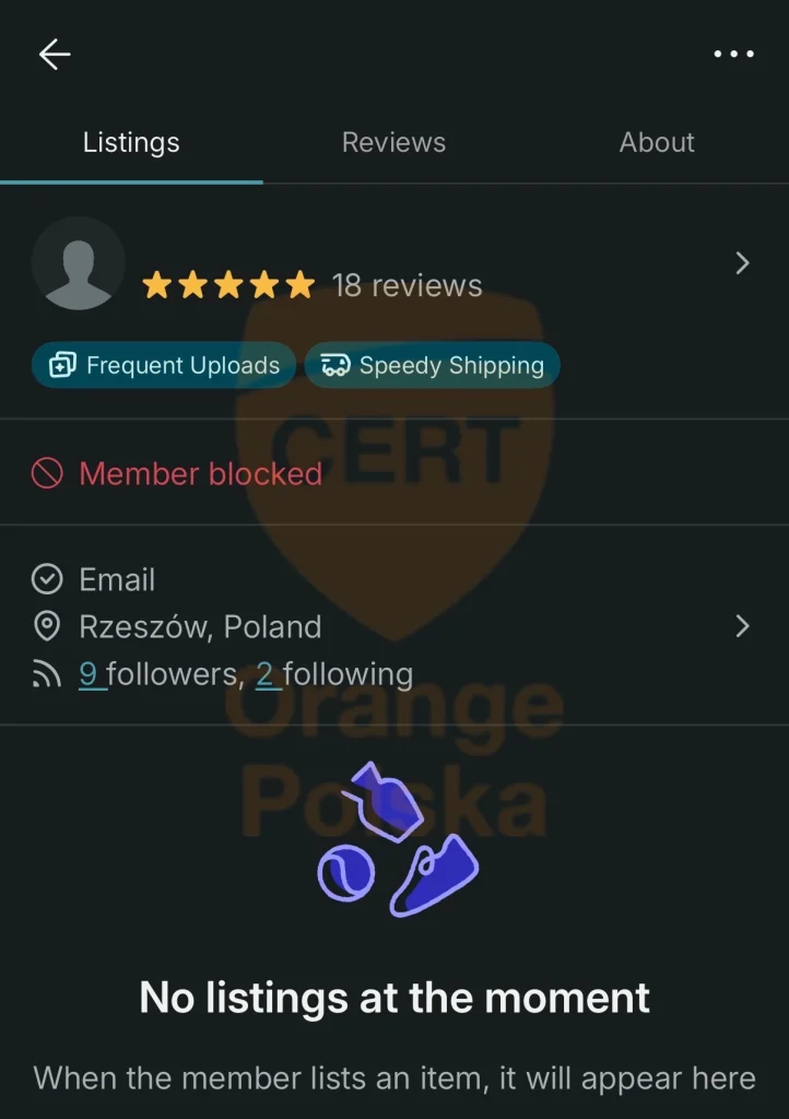 Szczegóły użytkownika vinted