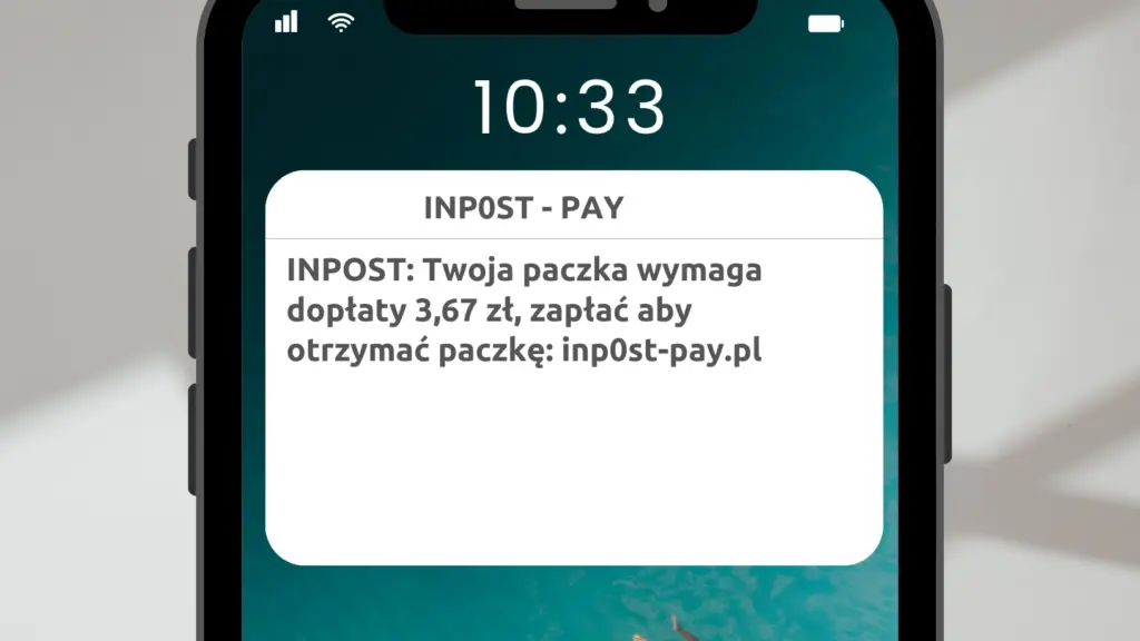 Scenariusz: SMS: "INPOST: Twoja paczka wymaga dopłaty 3,67 zł, zapłać aby otrzymać paczkę : inp0st-pay.pl"