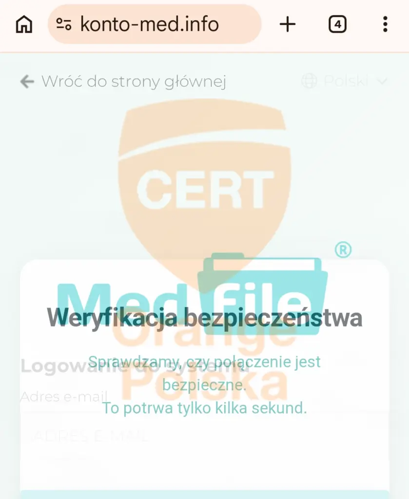 To nie jest adres Medfile - to fałszywa domena konto-med.info