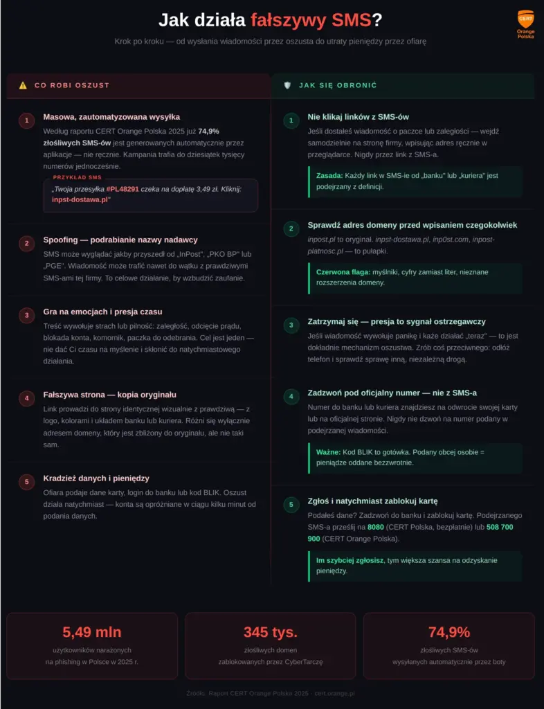 Infografika przedstawiająca schemat oszustwa