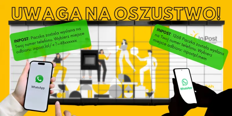 Oszustwo zaczyna się od SMS z podszyciem pod InPost, następnie oszust wyłudza dostęp do WhatsApp