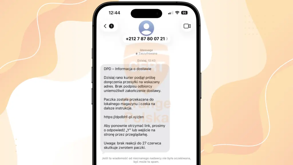 Nadawcą SMS-a, który informuje Cię, że czeka na Ciebie paczka z DPD może być numer z Maroka