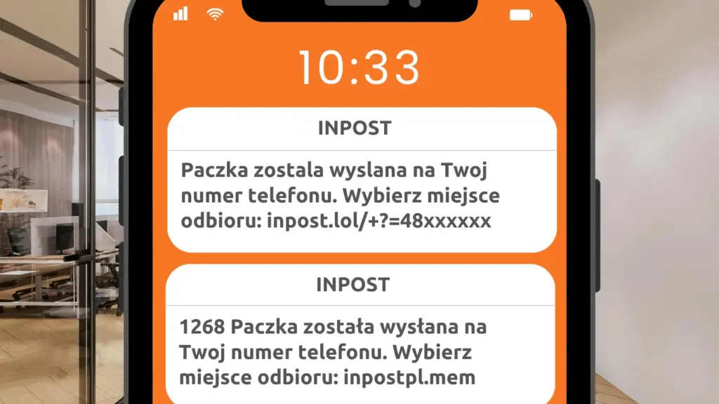 Fałszywa wiadomość, podszywająca się pod Inpost.