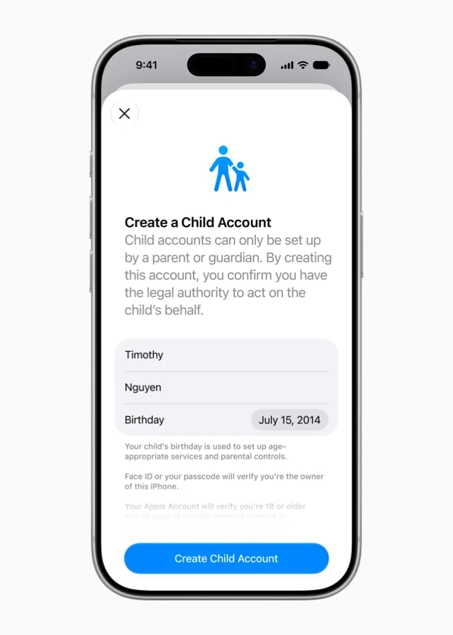 Ekran telefonu przedstawiający proces tworzenia konta w nowym systemie iOS.