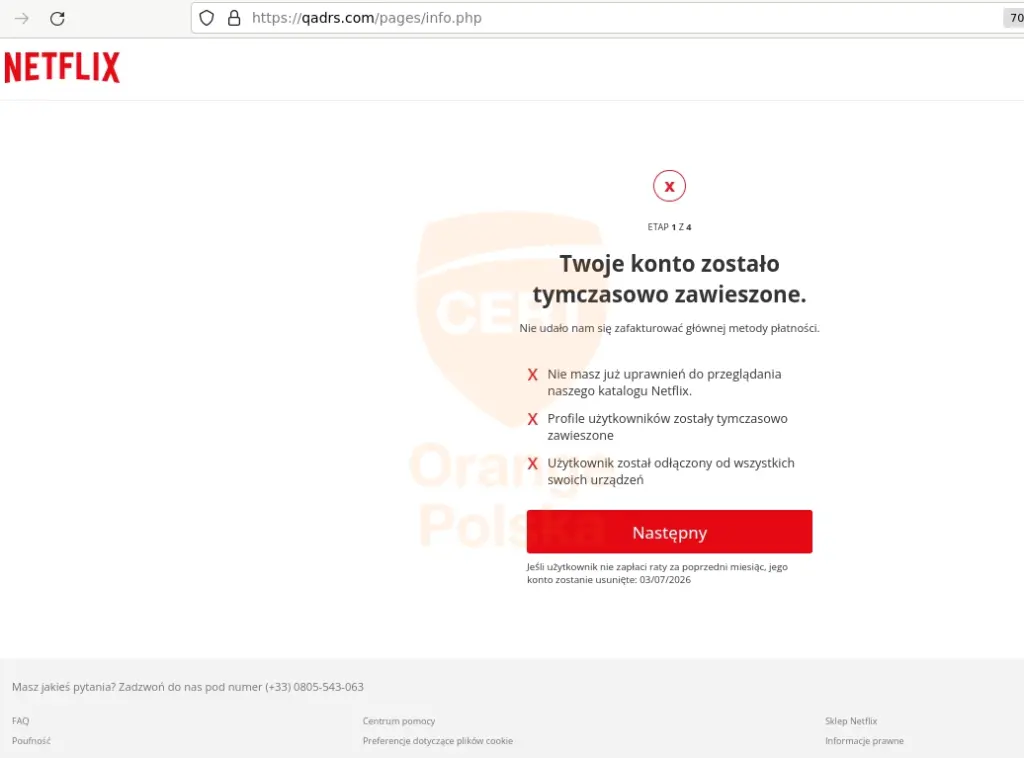 Twoje konto Netflix jest zablokowane? Nie, to oszustwo.