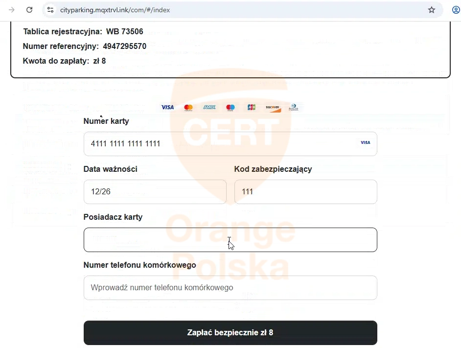 W ramach opłaty za parkowanie musimy podać również nr telefonu.
