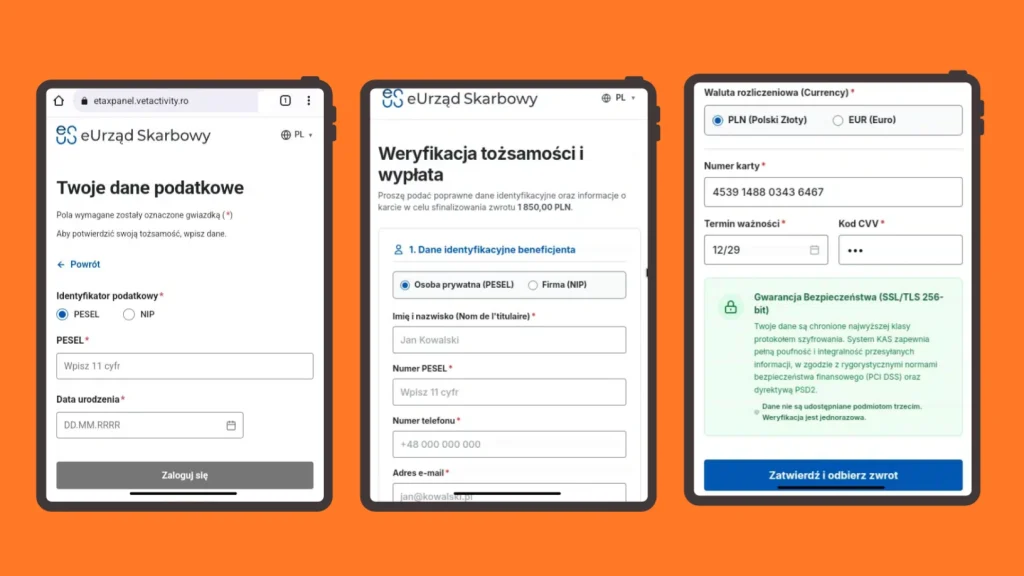 Podszywając się pod Urząd Skarbowy oszuści chcą wykraść dane naszej karty płatniczej.