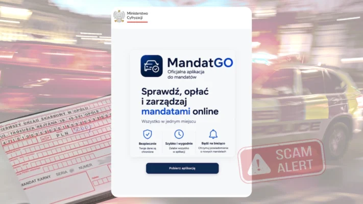 Miniaturka przedstawiająca złośliwą aplikację stworzoną przez oszustów.