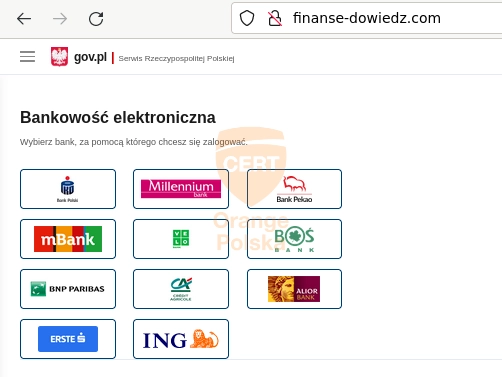 Logowanie przez mObywatel na fałszywej stronie nie jest możliwe